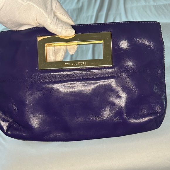 Michael Kors Deep Purple Clutch with Gold Accent - Picture 1 of 7